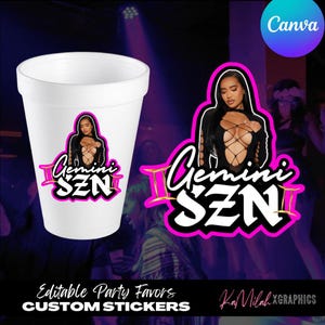 Editable Zodiac Party Cup Template, Canva Design (Digital Download) image 3
