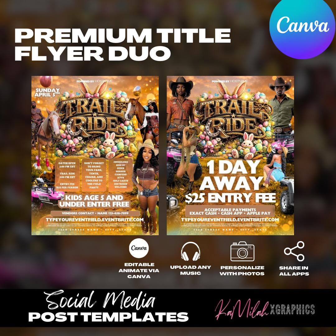 Easter Trail Ride, ATV Party Flyer Template, Dirtbike Event (editable ...
