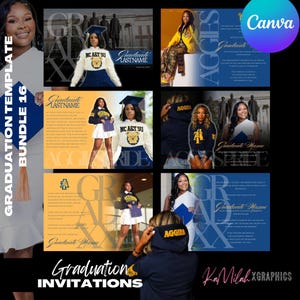 Modèle de flyer d'invitation à l'obtention du diplôme, entièrement modifiable, options multicolores (modifiable sur toile)