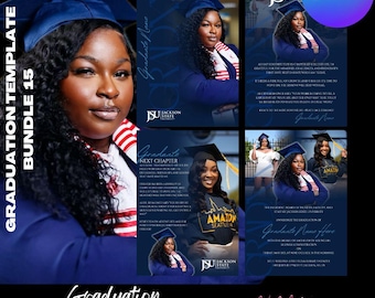 Graduation Invitation Flyer Template, Fully editable, Multicolor options (Canva Editable)