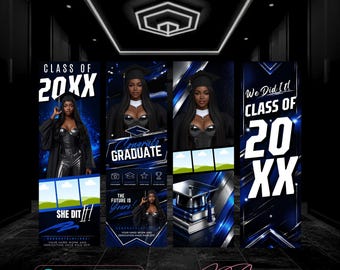 Graduation Banner Templates, Multicolor, Editable Canva Design (Digital Download)