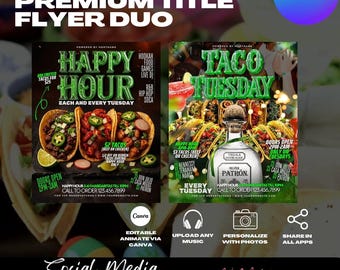 Taco Tuesday Flyer Templates, Restaurant Marketing (Canva Editable)