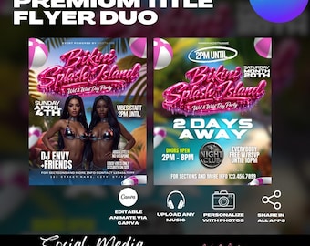 Pool Party Flyer Templates Canva Editable (Digital Download)