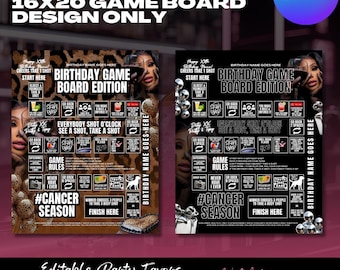 Editable Birthday Game Board Template, 16x20 (Canva Digital Download)