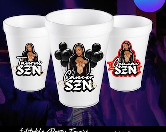 Editable Zodiac Party Cup Template, Canva Design (Digital Download)