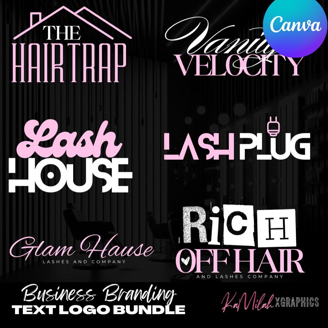 Custom Text Logo Bundle, Luxury Logo Design, Business Branding, Beauty ...