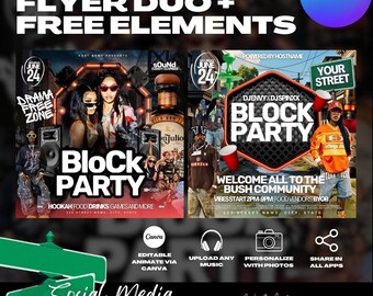Modèles de Flyer de fête, toile modifiable, fête à la maison (téléchargement numérique)