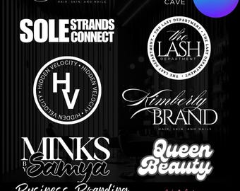 Custom text logo bundle, Luxury Logo Design, Business Branding, Beauty Logo Set, Hair Logo, Lash Logo, Canva Editable logo, Logo template,