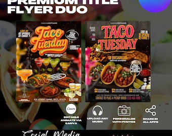 Taco Tuesday Flyer Template, Restaurant Marketing (2 Templates)