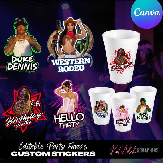 Custom Party Cups, Editable Styrofoam Cup Design (Canva Template)