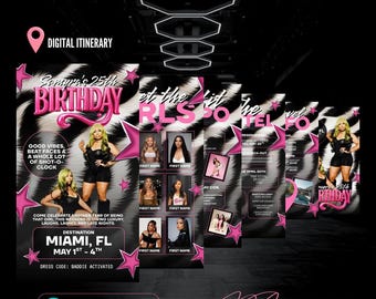 Birthday Weekend Itinerary, Girls Trip Vacation, Miami (Digital Canva Template)