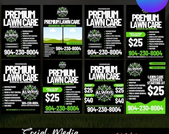 Lawn Care Flyer Templates, Landscaping Service (Canva Editable, Digital Download)