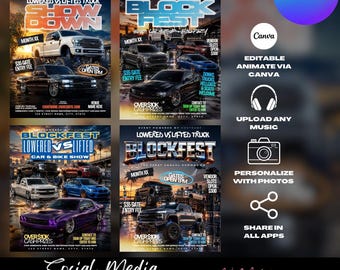 Editable Car meet, Car and Truck Show Flyer Templates, Low Rider, Lifted (Digital Download)