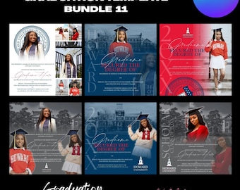 Graduation Invitation Flyer Template, Fully editable, Multicolor options (Canva Editable)