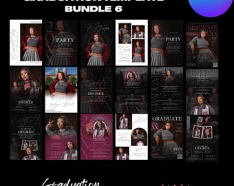 Graduation Invitation Flyer Template, Fully editable, Multicolor options (Canva Editable)