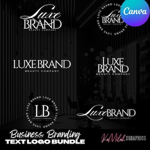 Custom text logo bundle, Luxury Logo Design, Business Branding, Beauty Logo Set, Hair Logo, Lash Logo, Canva Editable logo, Logo template,