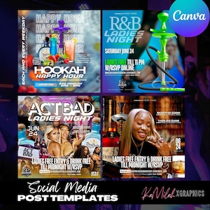 Hookah Flyer (4 TEMPLATES), Hookah menu, Event flyer, Hookah Party Flyer, Party Flyer, Hookah Lounge, Ladies night, Hookah Bar, Drink menu