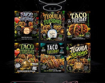 Taco Tuesday Flyer Templates, Restaurant Marketing (Canva Editable)