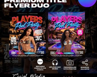 Pool Party Flyer Templates Canva Editable (Digital Download)