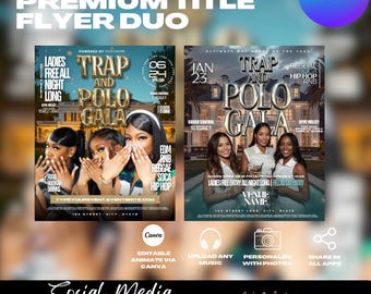 Modèles de flyers de soirée polo, événement de musique trap (modifiables sur toile)