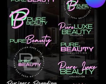 Luxury Beauty Logo Bundle, Custom Text, Canva Editable (Digital Download)
