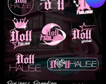 Custom Text Logo Bundle, Luxury Business Branding (Canva Editable)