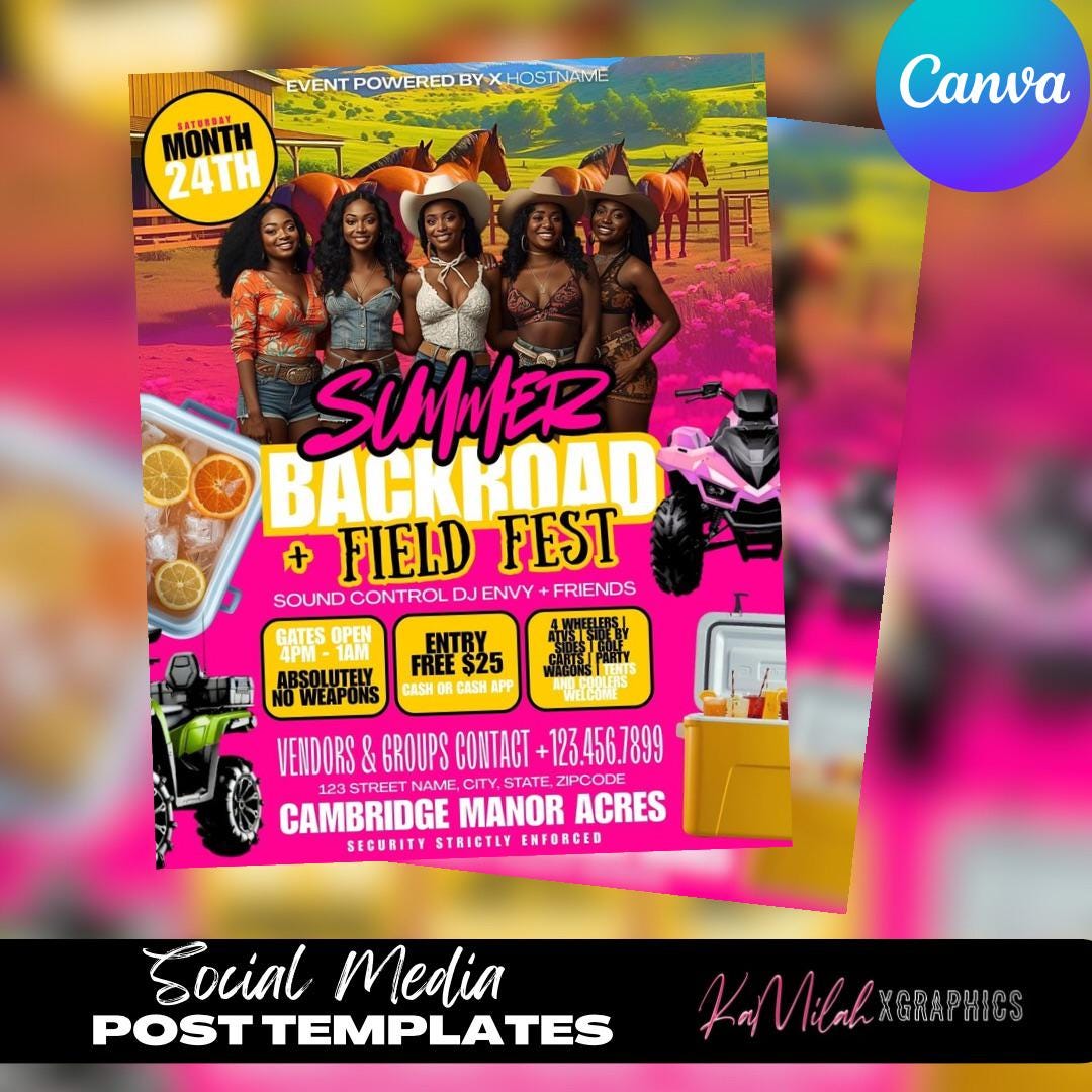 Trail Ride Flyer Templates, ATV, Dirtbike Party (editable Canva Digital ...