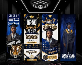 Graduation Banner Templates, Multicolor, Editable Canva Design (Digital Download)
