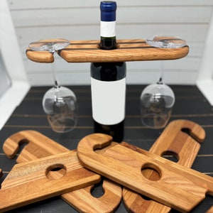 Handmade Wine Caddy | Holds 2 Glasses | Hardwood Variety | Home Decor | Wet Bar | House Warming Gift | Wine Lovers