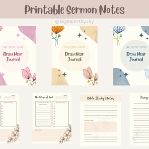Printable Sermon Notes, Print at Home Faith Planner, Scripture and church devotion planner insert, Digital Printables, Instant Download