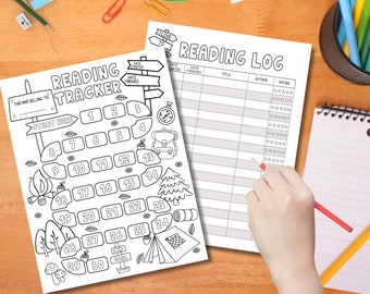 Camp Reading Tracker Printable: Kids Reading Log, Colorable Map (PDF Download)
