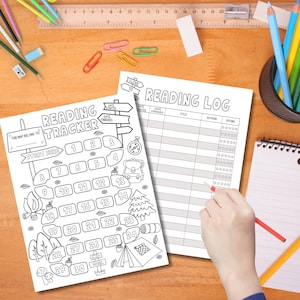 Sommer-Lesetracker für Kinder zum Ausdrucken, Lesetagebuch und Ausmalbarer Lese-Tracker, Camp-Lesekarte, Sofortiger PDF-Download Letter & A4