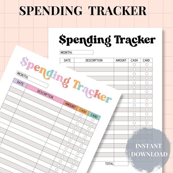 Printable Spending Tracker, Transaction Log Purchase Recorder, Money Spending, Insert, A4 A5 Letter PDF
