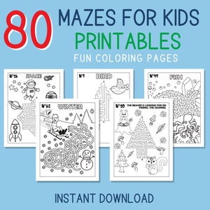 100 Medium Difficulty Mazes for Kids up to 7 Years Old, Printable