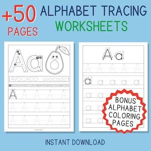 Alphabet Tracing Worksheets: Uppercase & Lowercase Practice (Digital Download)