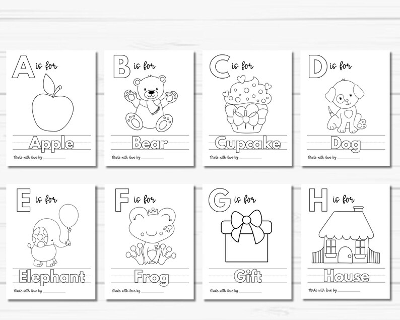 ABC Coloring Book Baby Shower Printable, Fun Baby Shower Guest Book Alternative, ABC Coloring ...