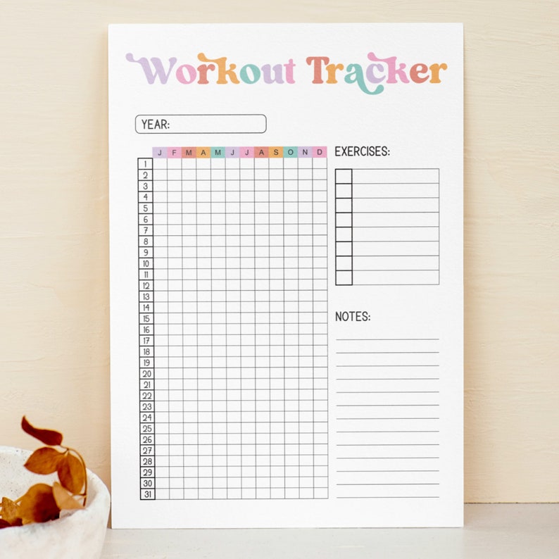 2024 Printable Fitness Workout Tracker, Exercise Tracker, Coloring