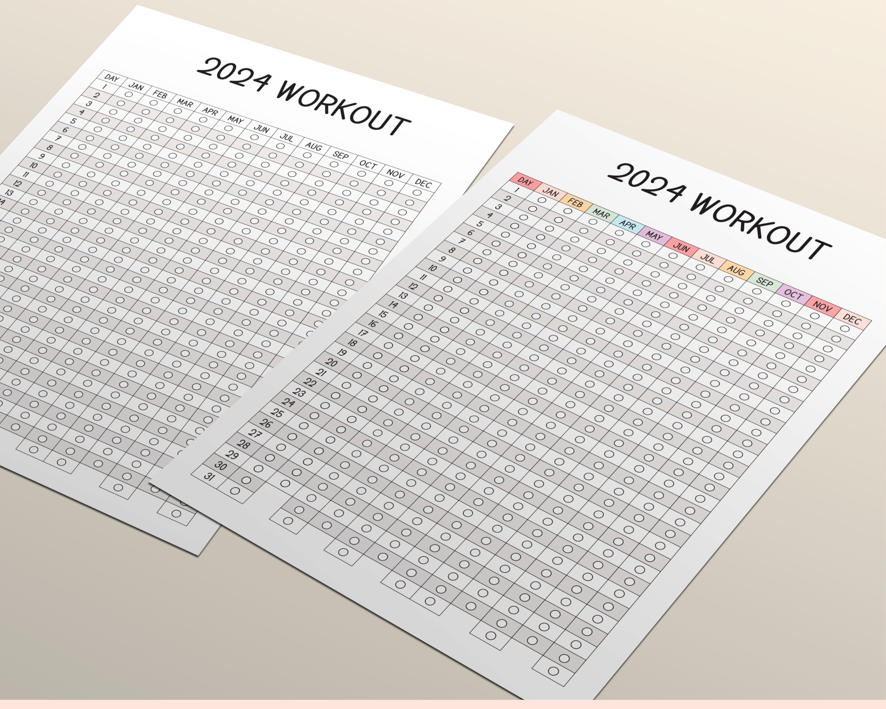 2024/ 2025 Printable Fitness Workout Tracker, Exercise Tracker