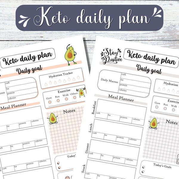 Printable keto daily plan , Macros & Meal Tracking Log Ketogenic Diet Food Log instant download pdf