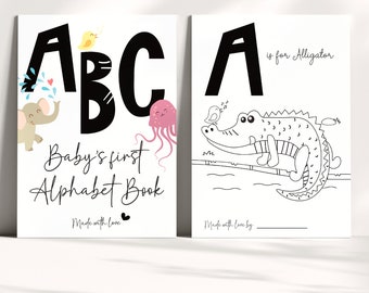 Animal Alphabet Baby Shower Coloring Book: Guest Book Alternative (PDF)