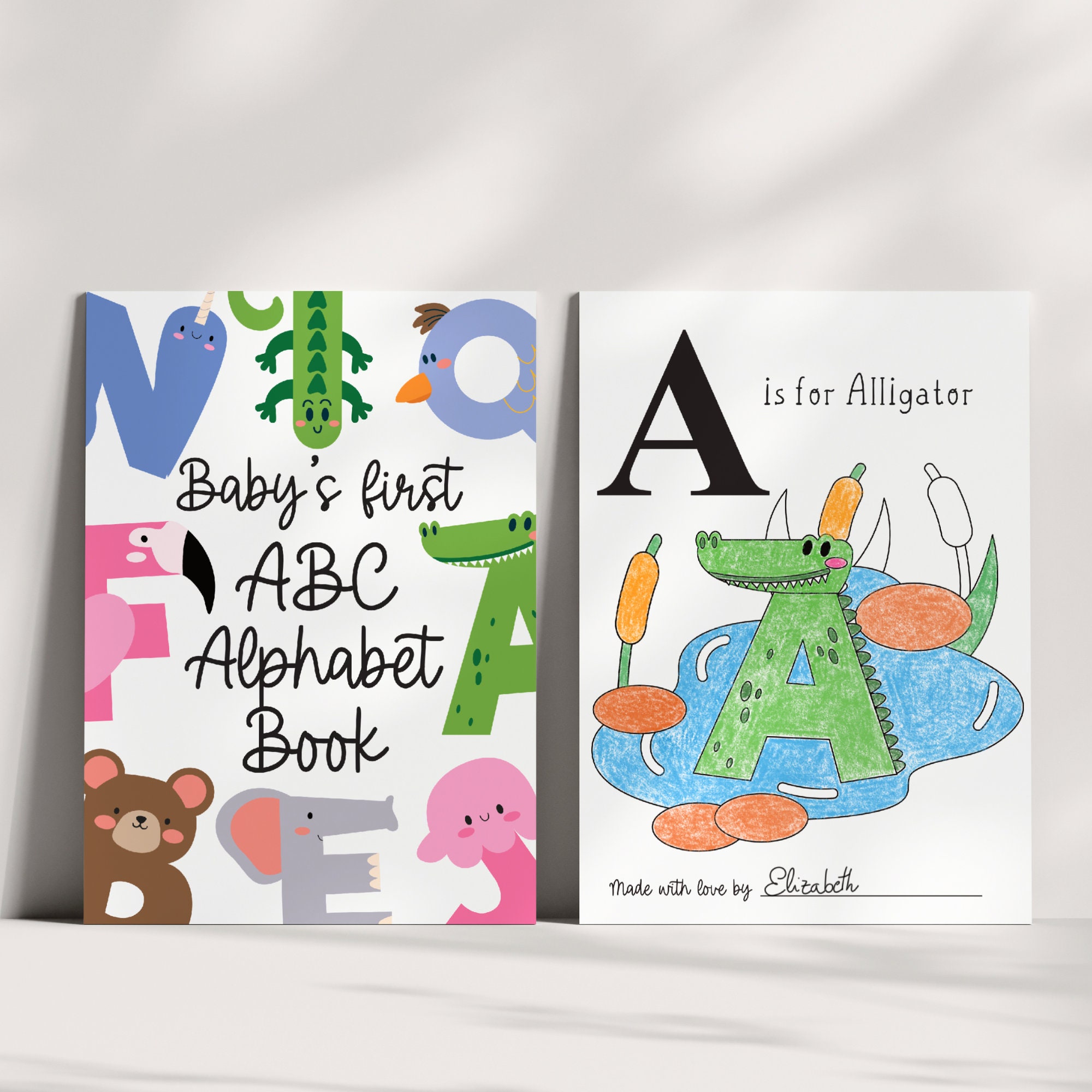 Printable Baby Shower Coloring Book With Animal Alphabet Pages Fun Baby