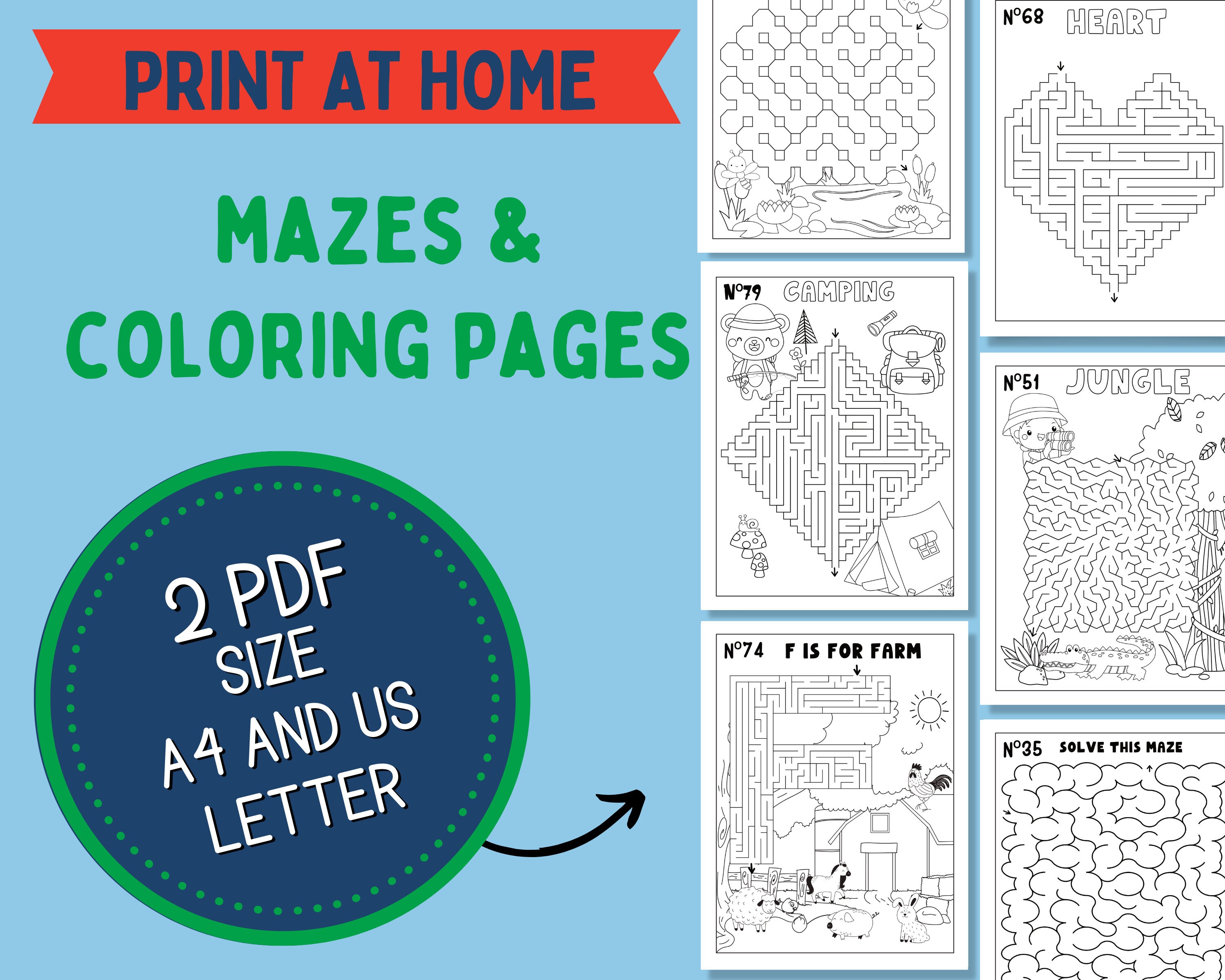 80 Mazes to Print for Kids With Solutions, Fun Activities and Coloring ...