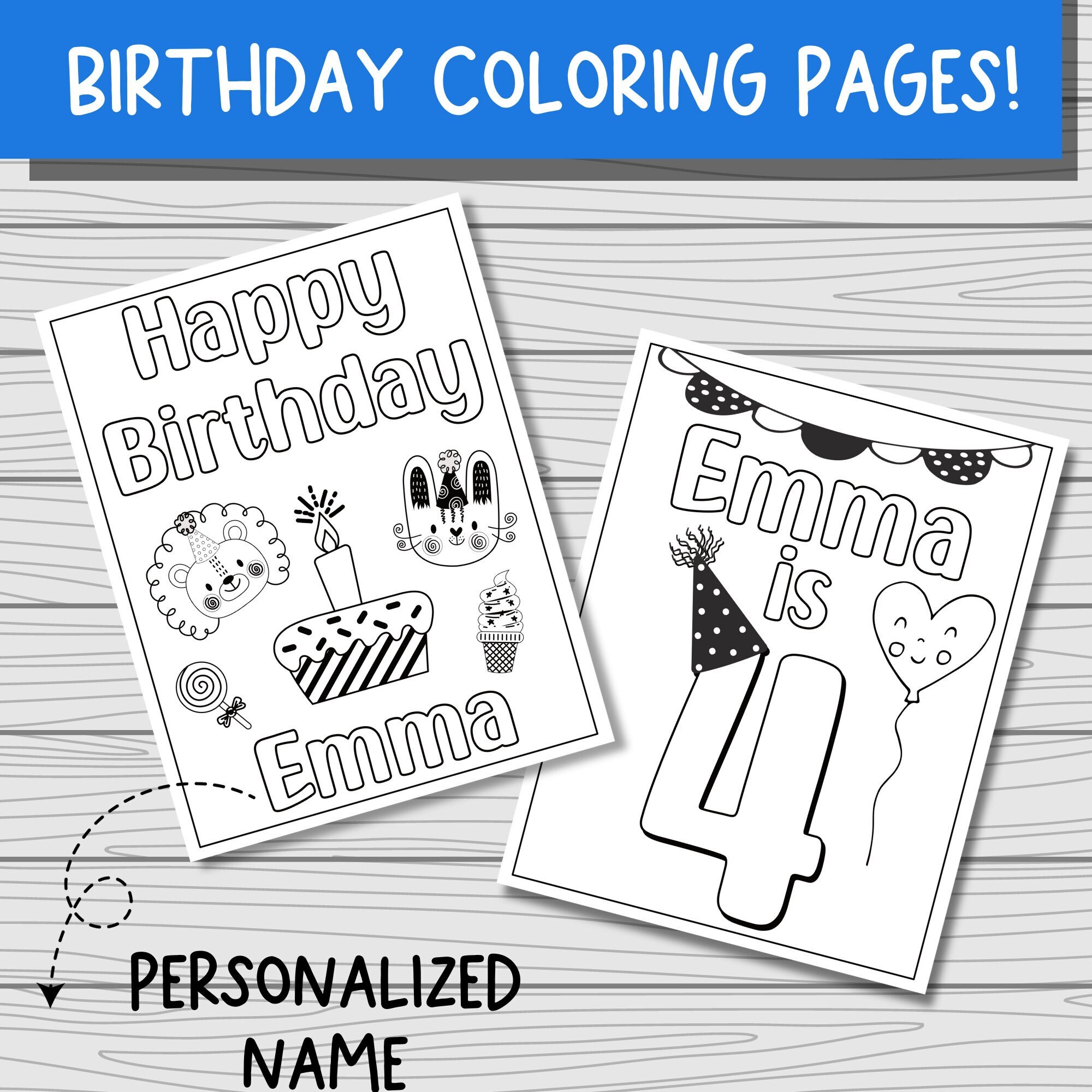 Printable Personalized Birthday Coloring Sheets, Custom Happy Birthday ...