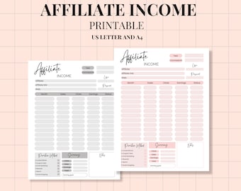 Inkomensplanner partner: afdrukbare tracker (A4 en US Letter)