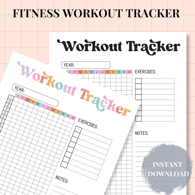 2024 Printable Fitness Workout Tracker, Exercise Tracker, Coloring