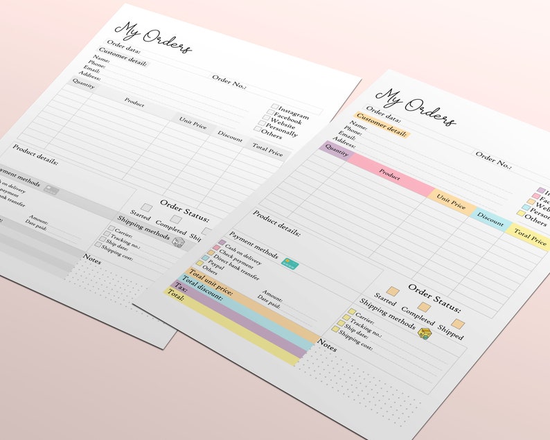 Printable Order Book for Small Businesses Keep Track of Your Customer Sales, Order Log for
