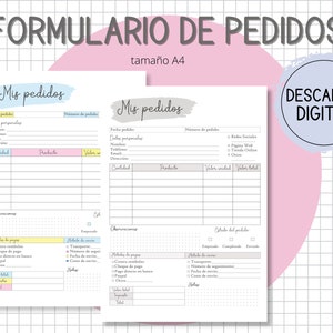 Spanish Printable Order Book for Small Businesses Keep Track of Your Customer Sales, Order Log for Online and Retail Store