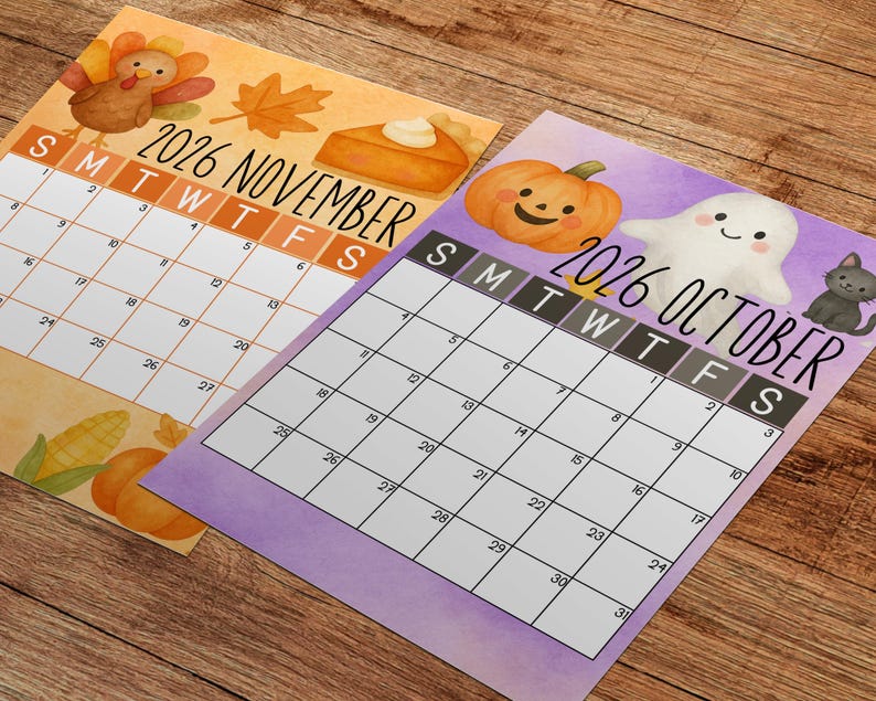 2026 Kids Calendar Printable, Watercolor Monthly Planner (PDF) - Etsy