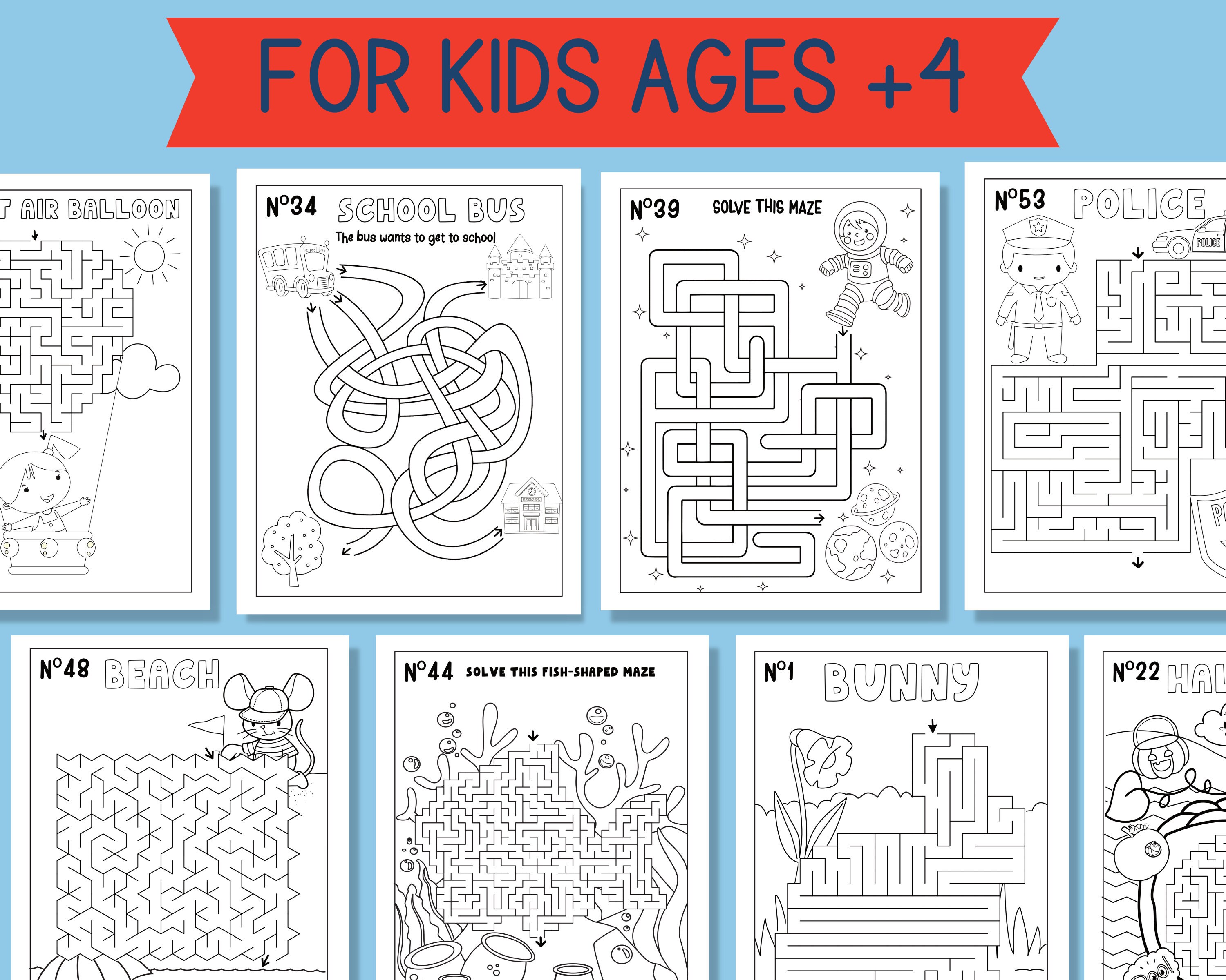 80 Mazes to Print for Kids With Solutions, Fun Activities and Coloring ...