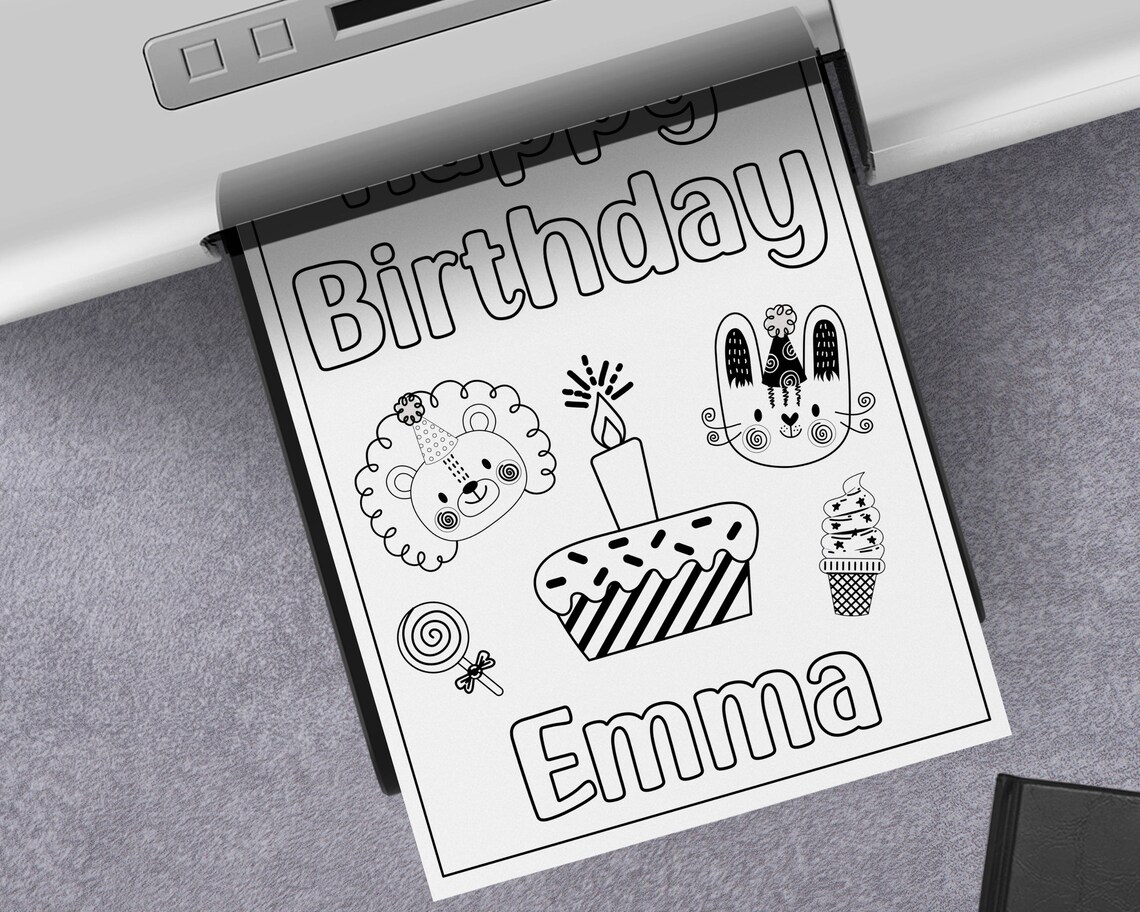 Printable Personalized Birthday Coloring Sheets, Custom Happy Birthday ...